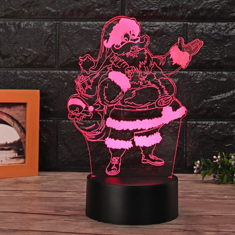 Christmas 3d Santa Claus Led Night Touch Color Changing Illusion Usb Light Lamp