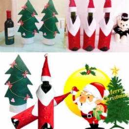 Christmas Wine Bottle Cover Jul Xmas Kläder Träd Flaska Kappa Dekoration