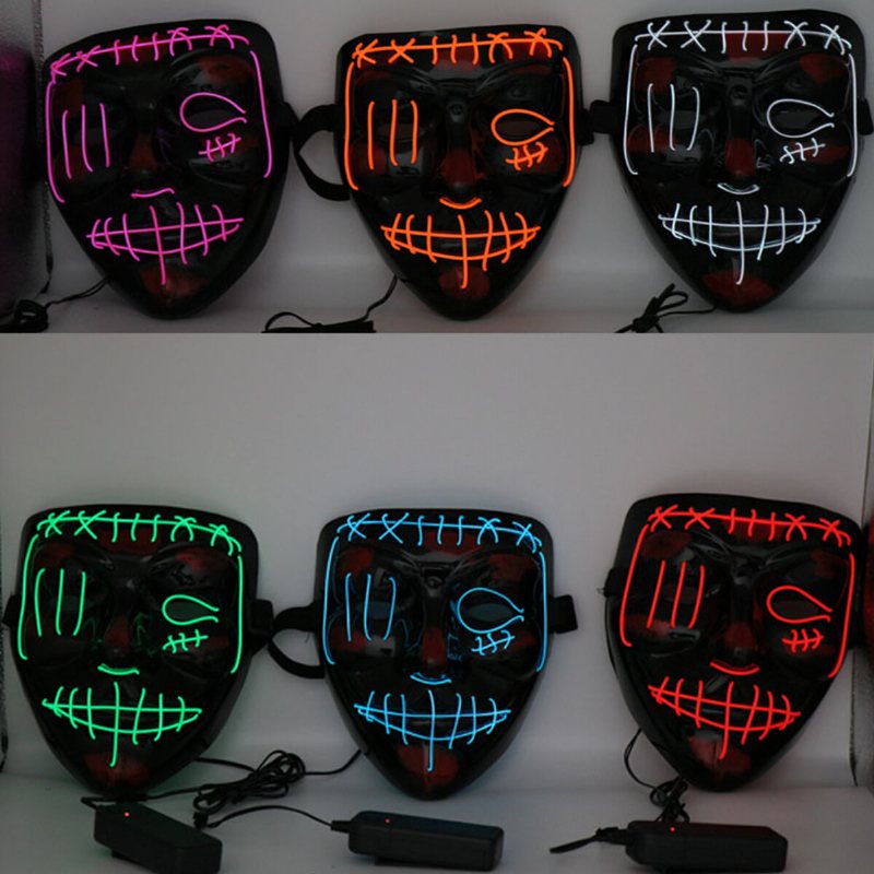 Halloween Led Multicolor Luminous Mask Light Up The Purge Movie Costume Party