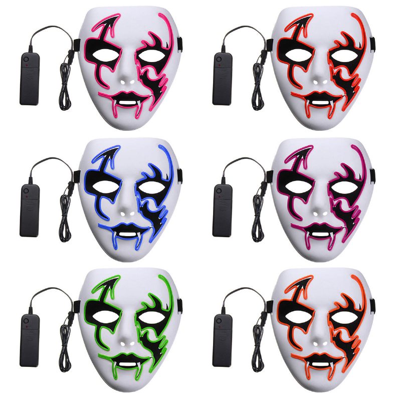 Halloween Mask Led Lysande Blinkande Ansiktsmask Festmasker Lyser Upp Dans Cosplay