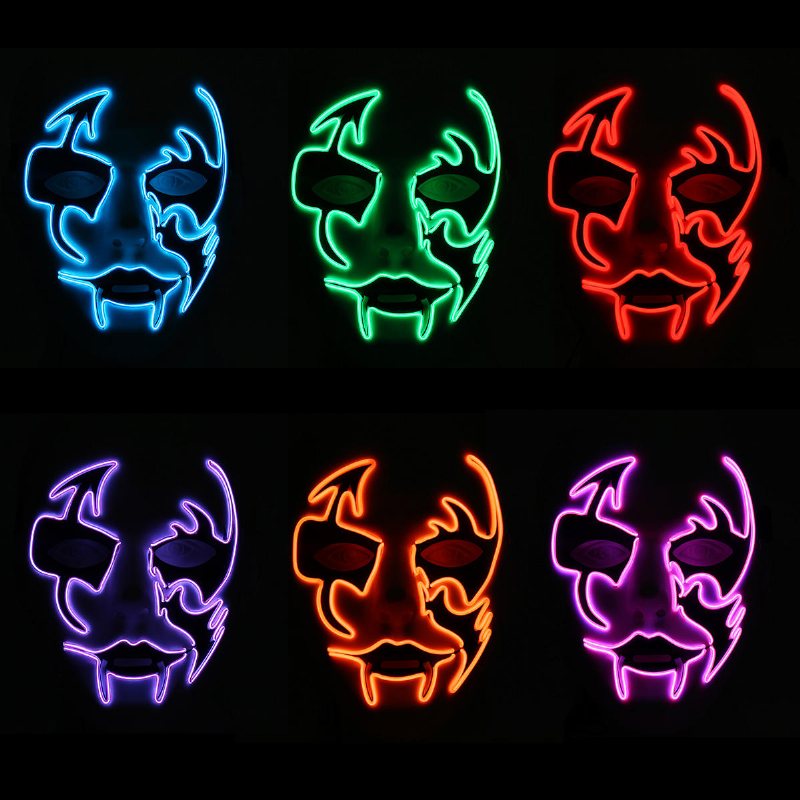 Halloween Mask Led Lysande Blinkande Ansiktsmask Festmasker Lyser Upp Dans Cosplay