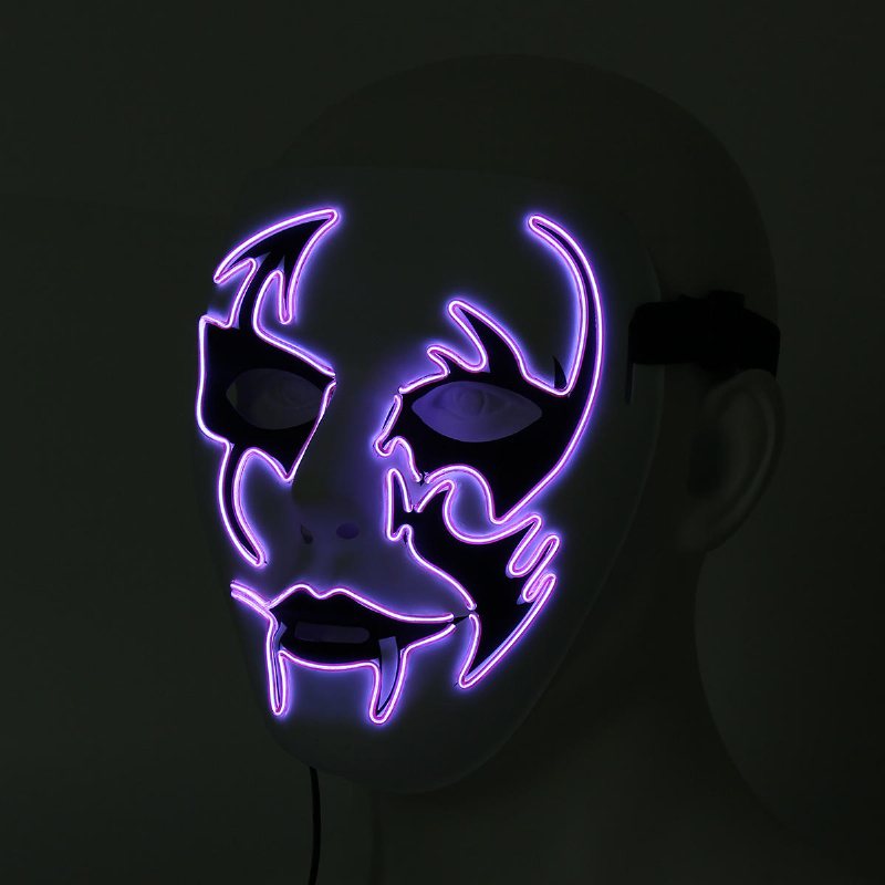 Halloween Mask Led Lysande Blinkande Ansiktsmask Festmasker Lyser Upp Dans Cosplay