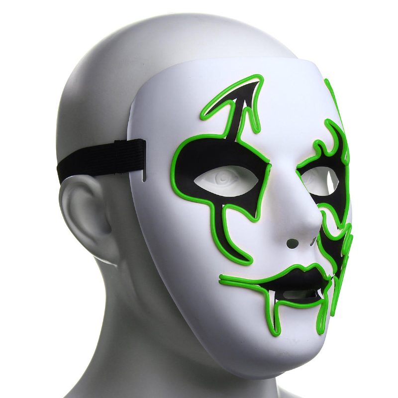 Halloween Mask Led Lysande Blinkande Ansiktsmask Festmasker Lyser Upp Dans Cosplay