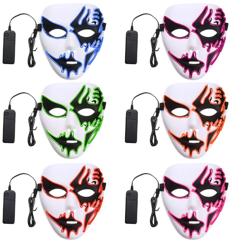 Halloween Mask Led Lysande Blinkande Festmasker Lyser Upp Dans Cosplay Rekvisita