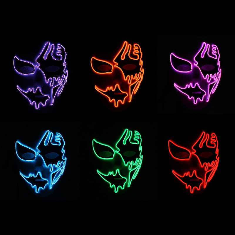 Halloween Mask Led Lysande Blinkande Festmasker Lyser Upp Dans Cosplay Rekvisita