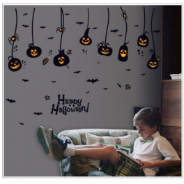 Halloween Vattentäta Pvc-väggklistermärken Gotisk Pumpalykta Häxmönster Gör-det-själv Hemmabarnrumsdekoration