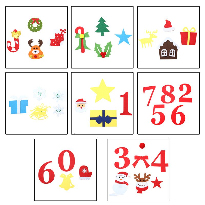 Jeteven Diy Filt Julgran För Barn Vägg Juldekorationer Julnedräkning Adventskalender 3.2ft 37st Ornament God