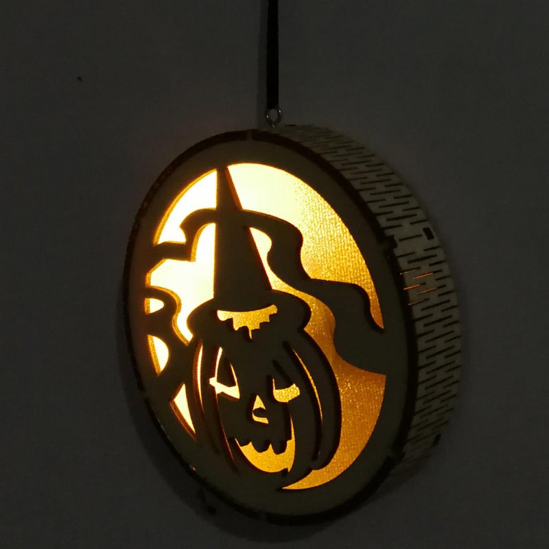 Jm01493 Pumpa Trä Led Ljus Halloween Dekorationer Vägglampa För Festlig Fest