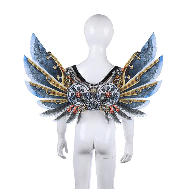 Mardi Gras Steampunk Gear Wings Cosplay Carnival Party Unisex Kostym Wing Rekvisita