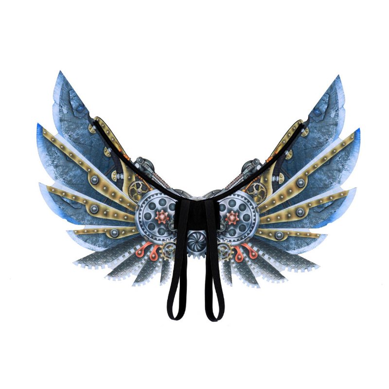 Mardi Gras Steampunk Gear Wings Cosplay Carnival Party Unisex Kostym Wing Rekvisita