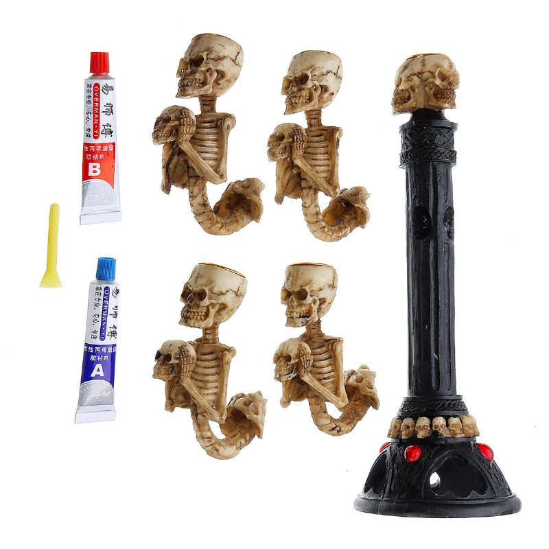 Resin Craft Statyer Skalle Ljusstake Kreativa Figurer Skulpturdekorationer