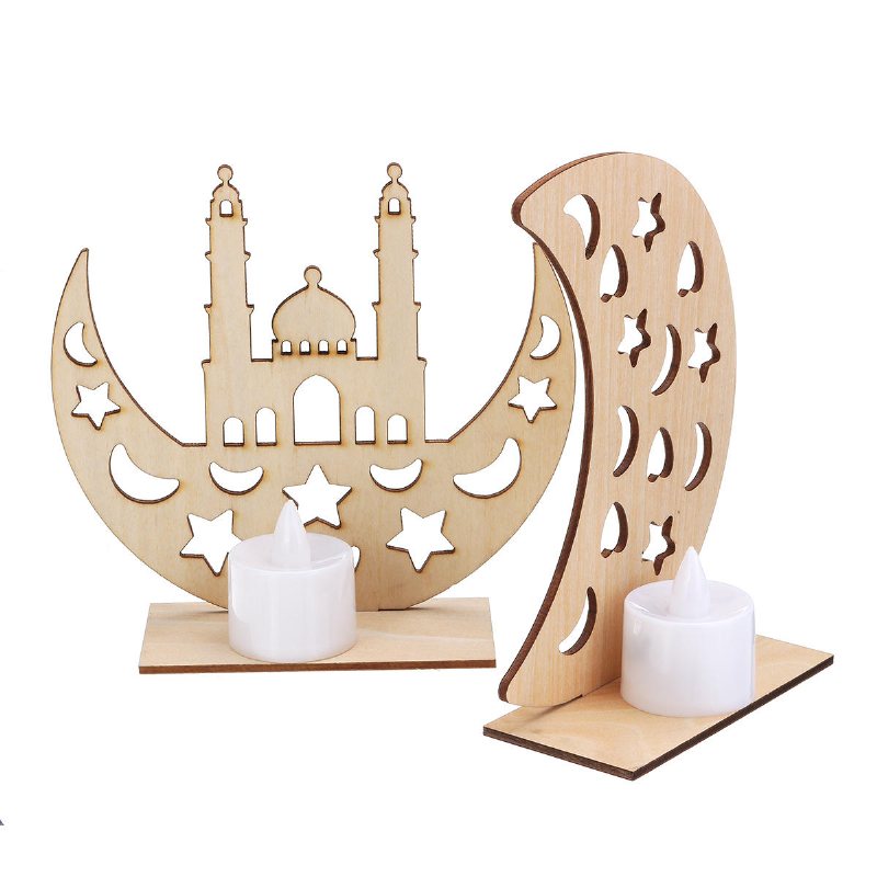 Trälampa Diy Islamic Palace Led-dekorationer Skrivbordspresenter Till Eid Mubarak