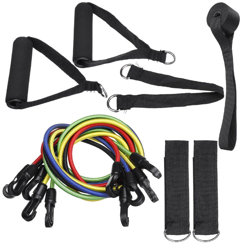 11 St 30lbs Yoga Resistance Band Set Hemträning Fitness Träningsrör Inomhus Träningsredskap