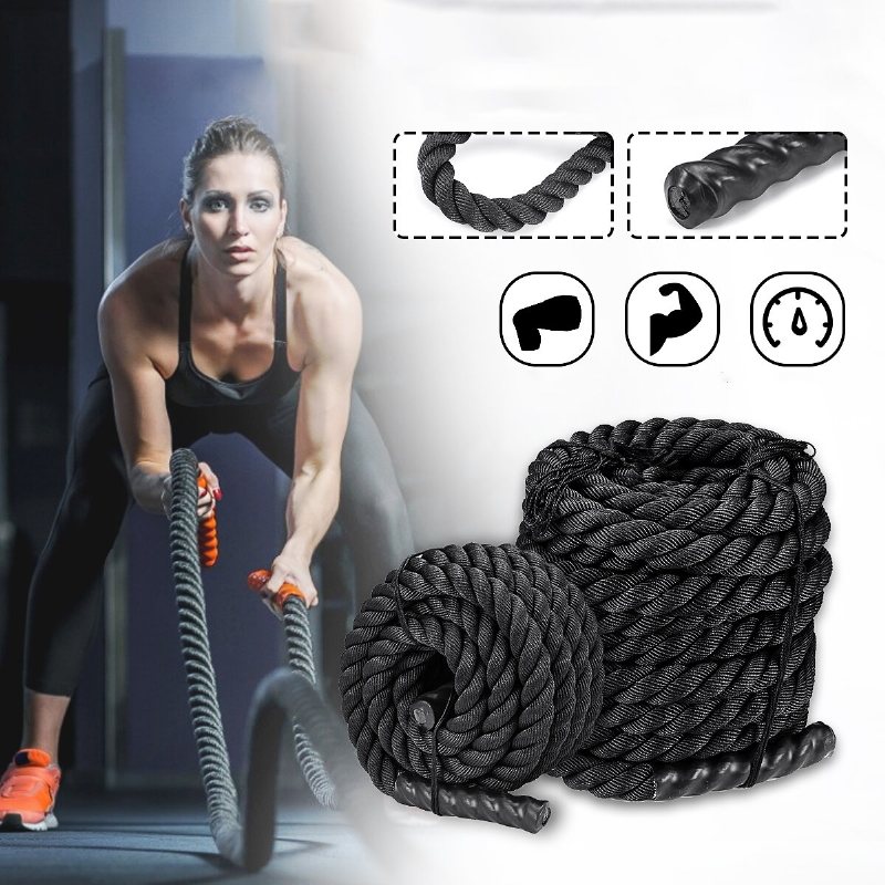 38mmx9/12/15m Heavy Battle Rope Fitness Klättring Styrketräning Undulation Träningsverktyg