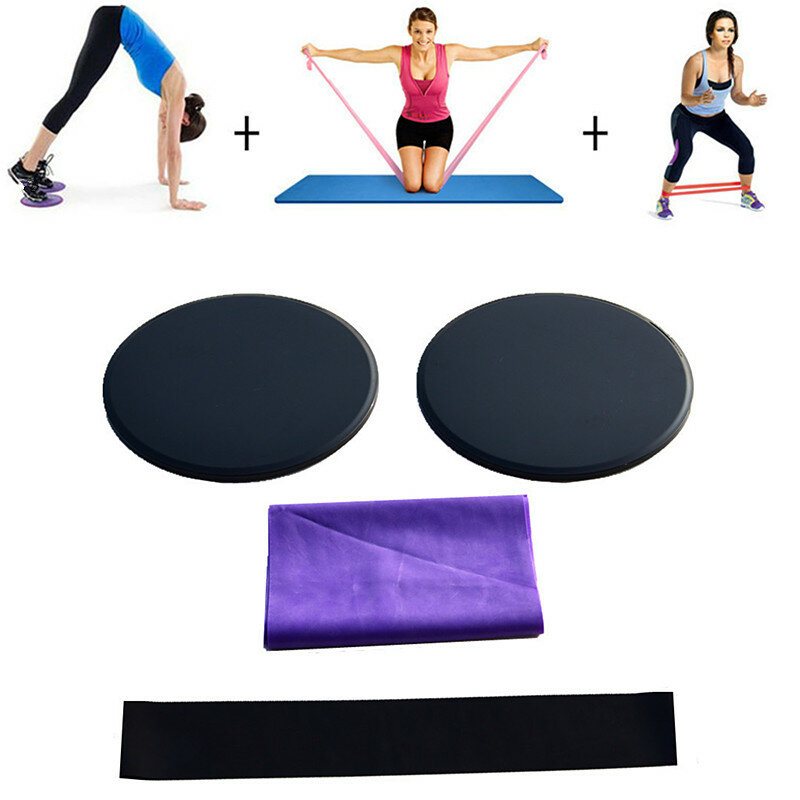 3st/set Yoga Gliding Plate Elastiskt Band Motståndsband Set Fitness Hip Muscle Training Kit