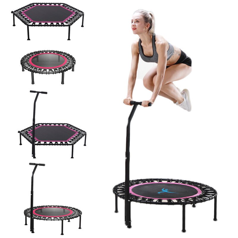 40"/50" Fitness Silent Mini Studsmatta Med Justerbart Handtag Vuxna Barn Gym Bungee Rebounder Jump Trainer