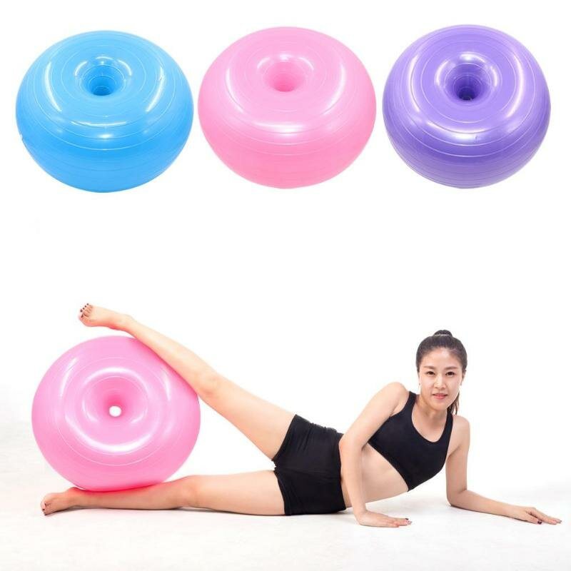 50 cm Yogabollar Donut Träning Anti-burst Bola Fitness Anti-slip Gym Pilates Massageboll Med Pump