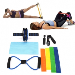 8st Home Gym Fitness Set Buken Wheel Roller 8 Form Resistance Bands Yoga Loop Band Hopprep Kit