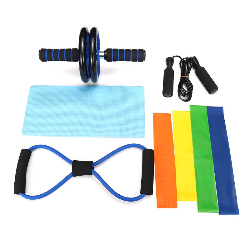 8st Home Gym Fitness Set Buken Wheel Roller 8 Form Resistance Bands Yoga Loop Band Hopprep Kit