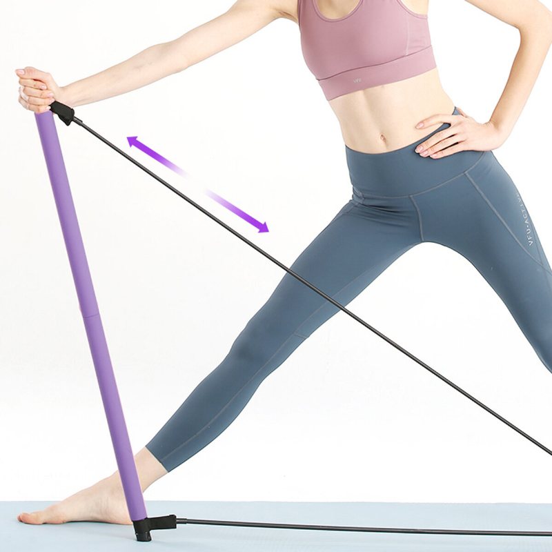 Bärbart Pilates Bar Kit + Resistance Band Justerbar Träningsstång Träningsutrustning För Hemmagym