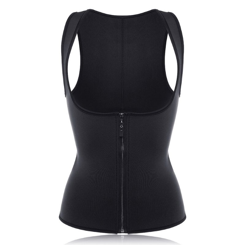 Dam Front Zip Sports Trainer Cincher Korsett Midja Shapewear Väst Plus Size Polyester Neopren