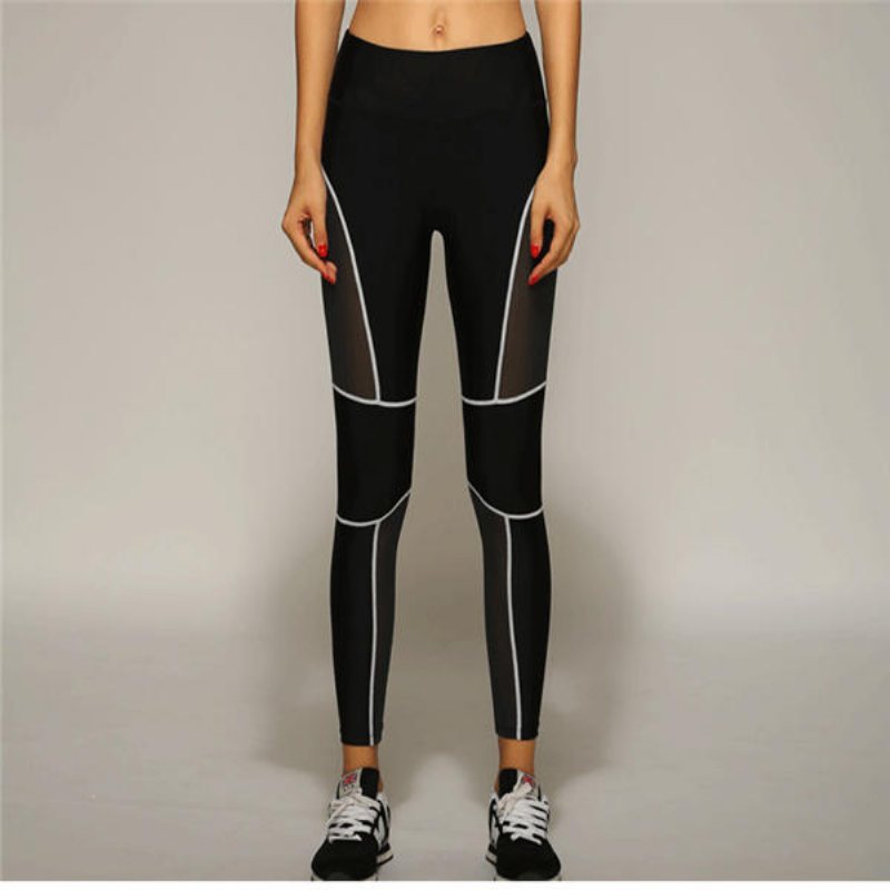 Kvinnliga Sexys Fitness Byxor Honeycomb Mesh Tyg Hip Up Elasticitet Sport Leggings