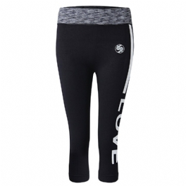 Kvinnor Brevtryckt Slim Yoga Byxor Sjunde Längd Fitness Legging