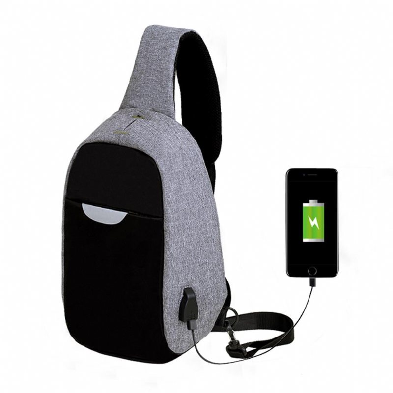 Men Extern Usb Laddning Multi-function Sling Bag Vattenavvisande Anti Theft Bag För Ipad