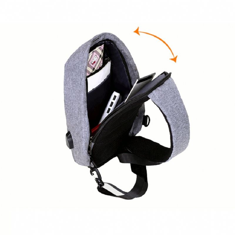 Men Extern Usb Laddning Multi-function Sling Bag Vattenavvisande Anti Theft Bag För Ipad