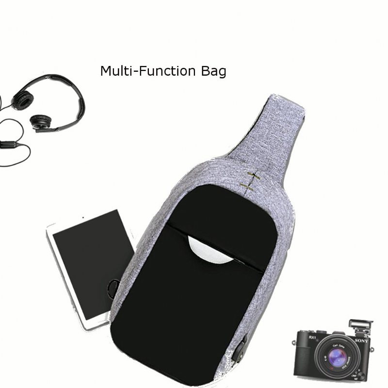 Men Extern Usb Laddning Multi-function Sling Bag Vattenavvisande Anti Theft Bag För Ipad