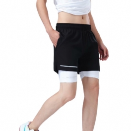 Men Shorts 2 I 1 Sport Löpning Fitness Gym Snabbtorkande