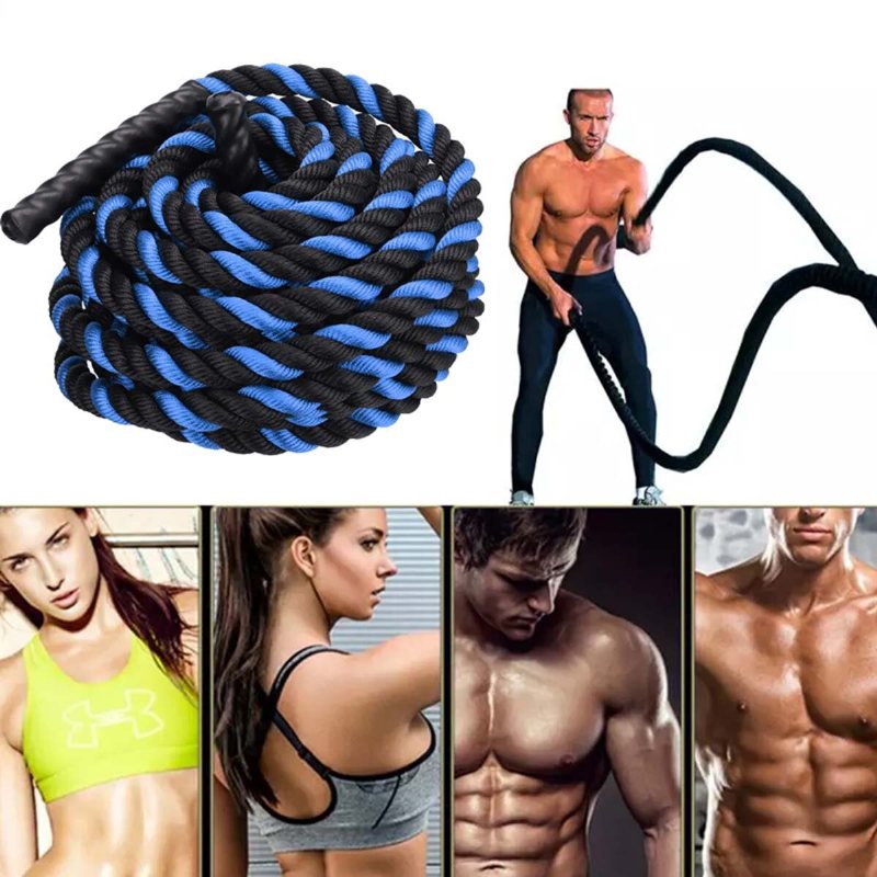 Power Guidance Battle Rope 25/38 mm Bred Polyester 9m/12m/15m/ Långa Träningsvibrationsrep Gym Muskelbyggande Rep