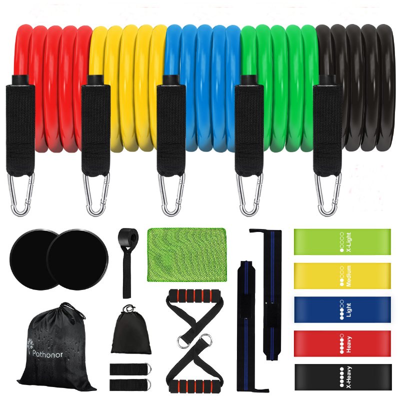 Resistance Bands Set 150lbs Sport Elastiskt Band Expandergummiband Med Dörrankare Handledshängslen Ben Ankelband Core Sliders Förvaringsväska För Fitness