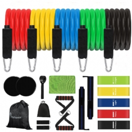 Resistance Bands Set 150lbs Sport Elastiskt Band Expandergummiband Med Dörrankare Handledshängslen Ben Ankelband Core Sliders Förvaringsväska För Fitness