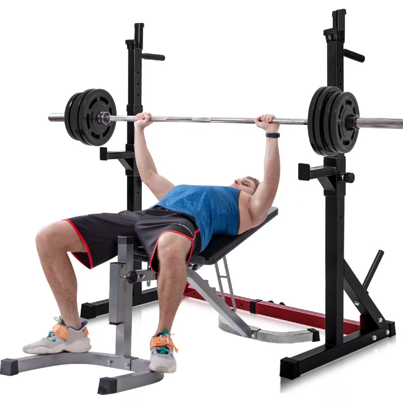 Us Direct Dipping Station 43.5~67.5inch High 13 Levels Justerbar Tyngdlyftande Bänk Skivstångsstativ Fitness Gym Hem 550 Pound Loading