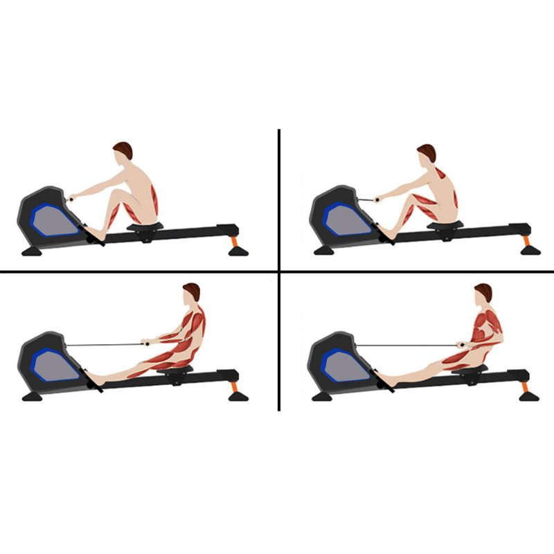 Usa Direct Folding Magnetic Rower Rod Fitness Helkroppsträningsmaskin Med 8 Resistance Home Gym