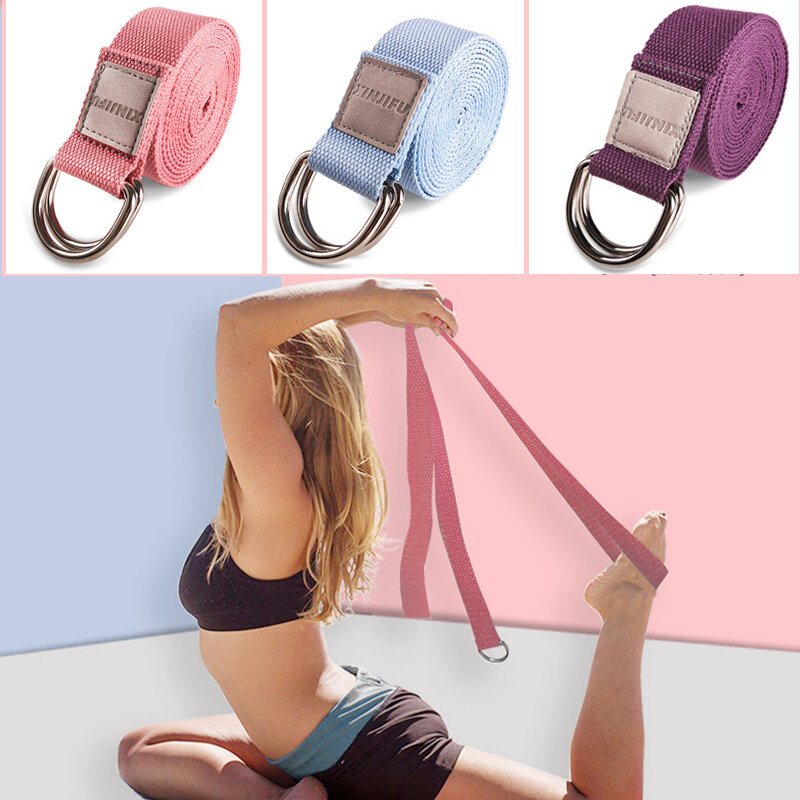 Yoga Stretch Strap D-ring Oelastisk Sport Fitness Arm Ben Midja Träning Rep Träningsverktyg