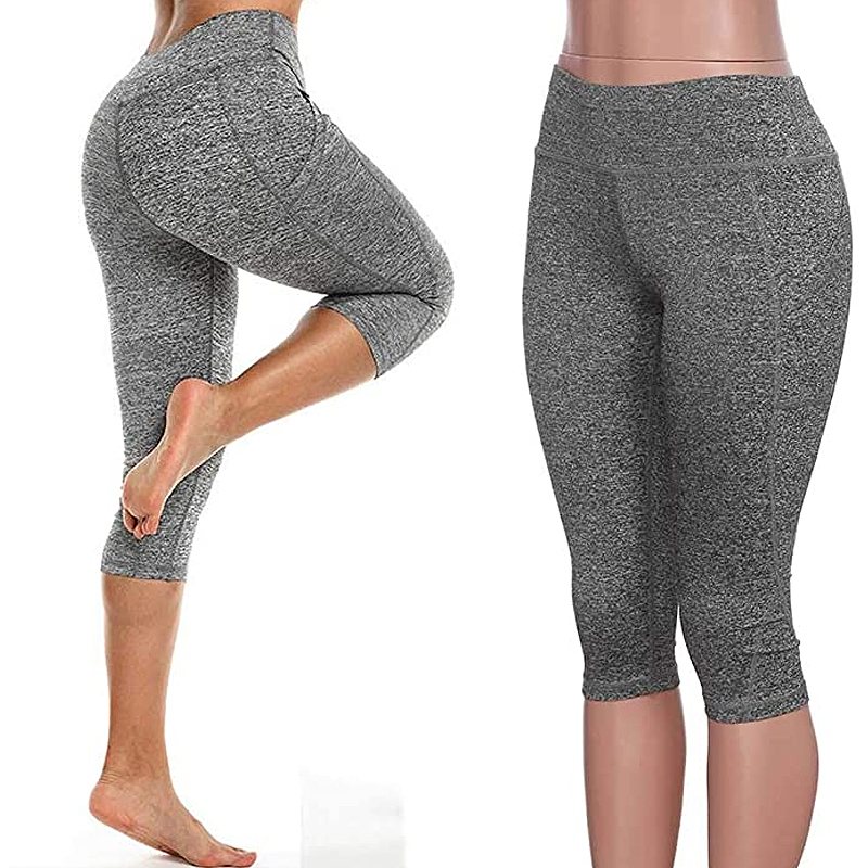 Yogabyxor Capri För Kvinnor Med Hög Midja Leggings Med Sidficka