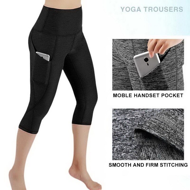 Yogabyxor Capri För Kvinnor Med Hög Midja Leggings Med Sidficka