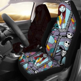 1/2 St Skull Printed Universal Car Framsätesöverdrag Auto Cushion Protector Mat