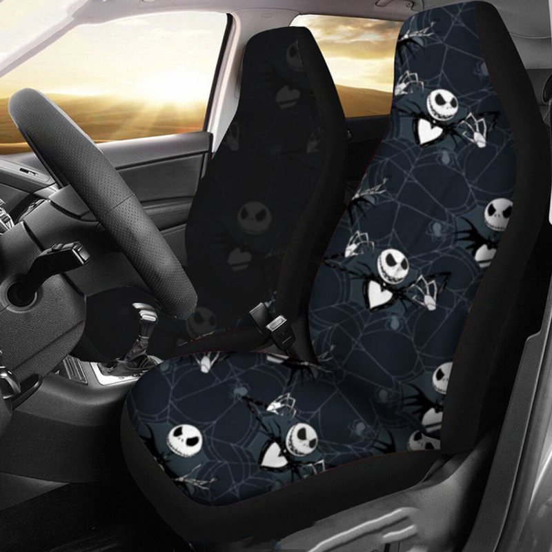 1/2 St Skull Printed Universal Car Framsätesöverdrag Auto Cushion Protector Mat