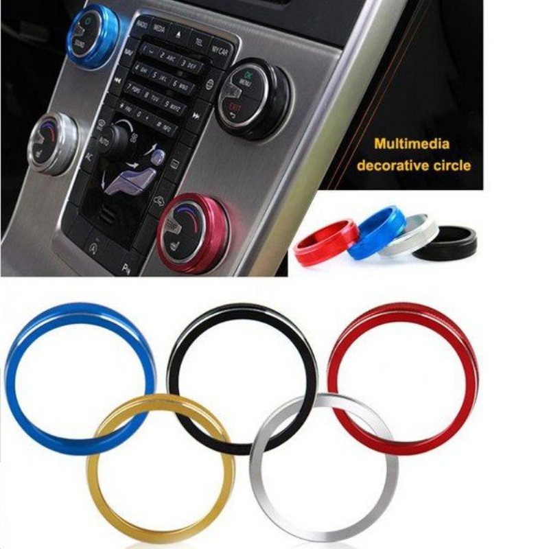 1st Bil Alu Dekorativa Skydd Stereo A/c Knopp Circles Ring För Volvo S60 V60 Xc60 S60l S80 V40