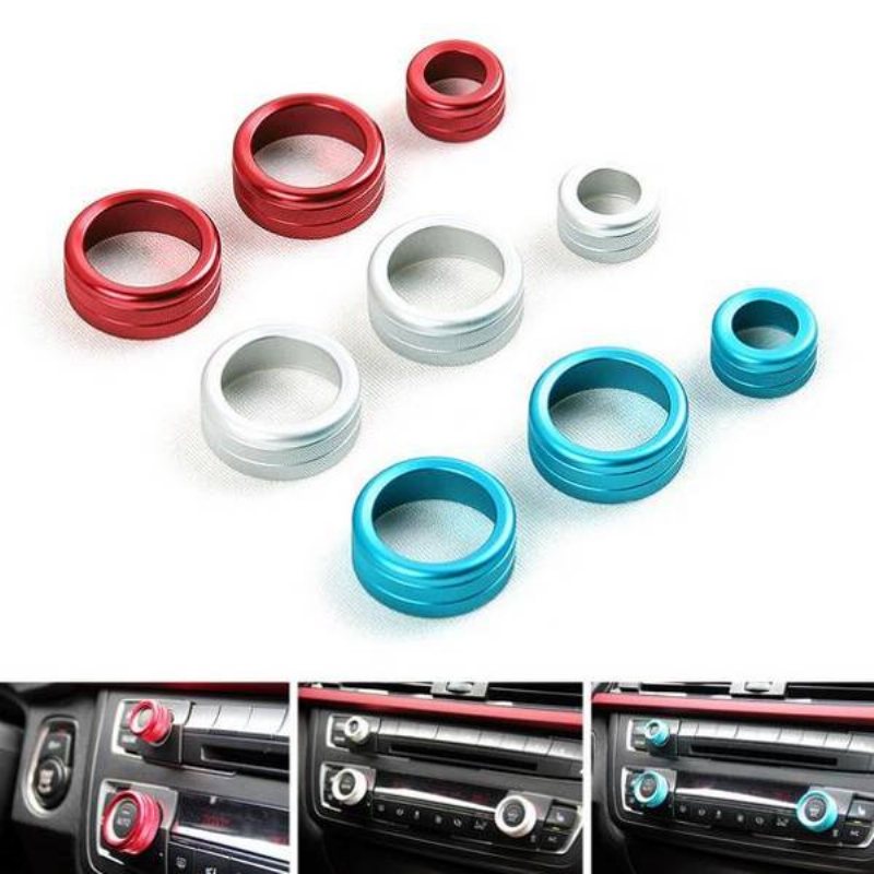 3 St/set Bil Alu Dekorativa Skydd Stereo A/c Knopp Circles Knoppring För Bmw 5 6 7 Series 5series Gt