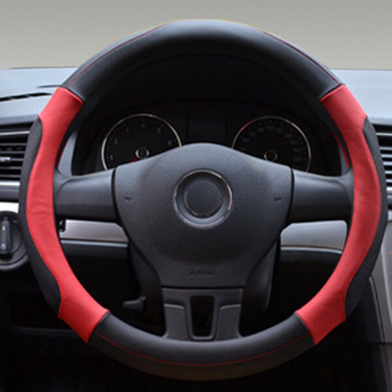 38cm Läder Bil Stål Ring Wheel Cover Sport Mode Four Seasons Universal