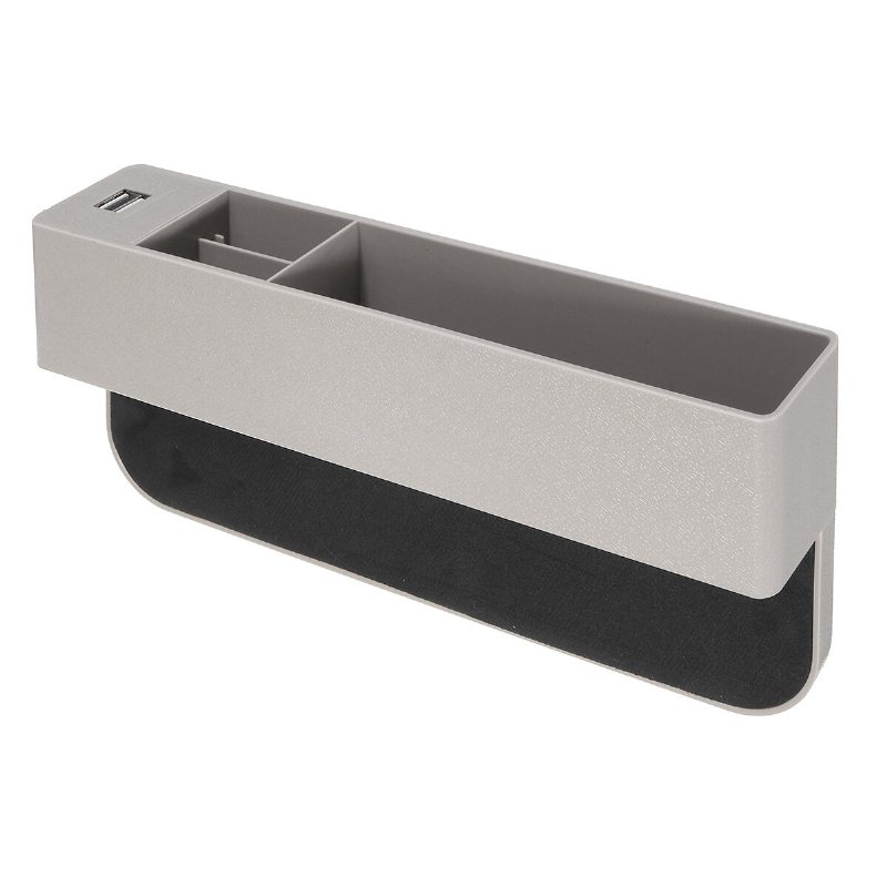 Bilstol Gap Slit Catcher Filler Förvaringsbox Fodral Fick Organizer Hållare 2 Usb-portar