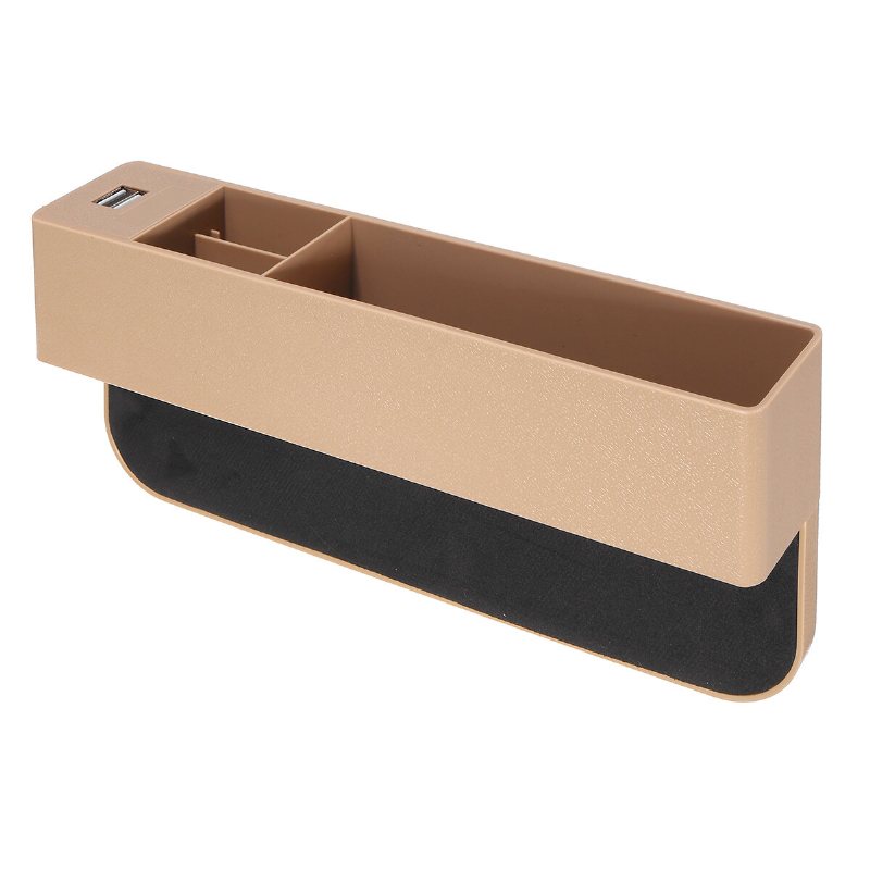 Bilstol Gap Slit Catcher Filler Förvaringsbox Fodral Fick Organizer Hållare 2 Usb-portar