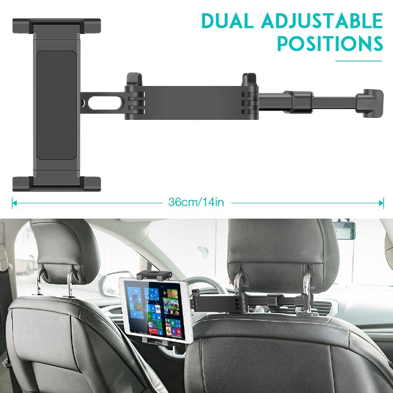 Sawake Universal Car Nackstöd Tablettfäste 360° Roterande Justerbar Auto Seat Back Telefonhållare Stativ För Bil Baksäte För Ipad/ Tablet/ Smartphone 5-14 Tums Enheter