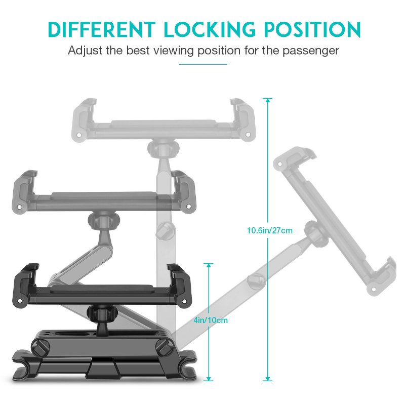 Sawake Universal Car Nackstöd Tablettfäste 360° Roterande Justerbar Auto Seat Back Telefonhållare Stativ För Bil Baksäte För Ipad/ Tablet/ Smartphone 5-14 Tums Enheter