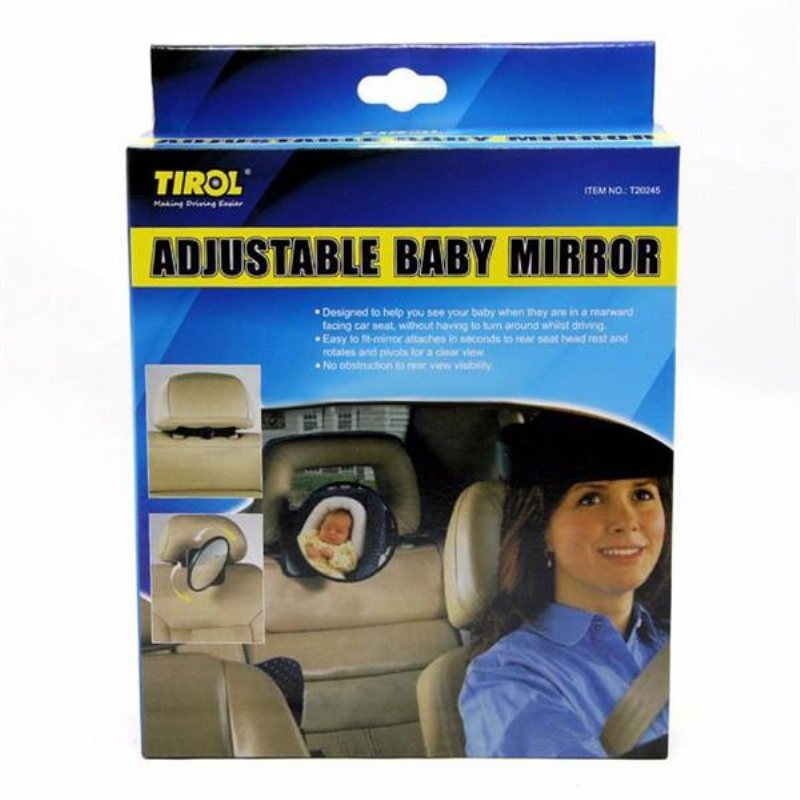 Tirol Auto Justerbar Baby Säkerhetsspegel Bil Bak Rundad 19cm