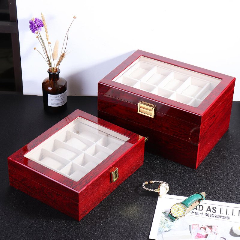 10/20 Grids Wooden Watches Display Case Smyckeskrin Collection Förvaringshållare Box